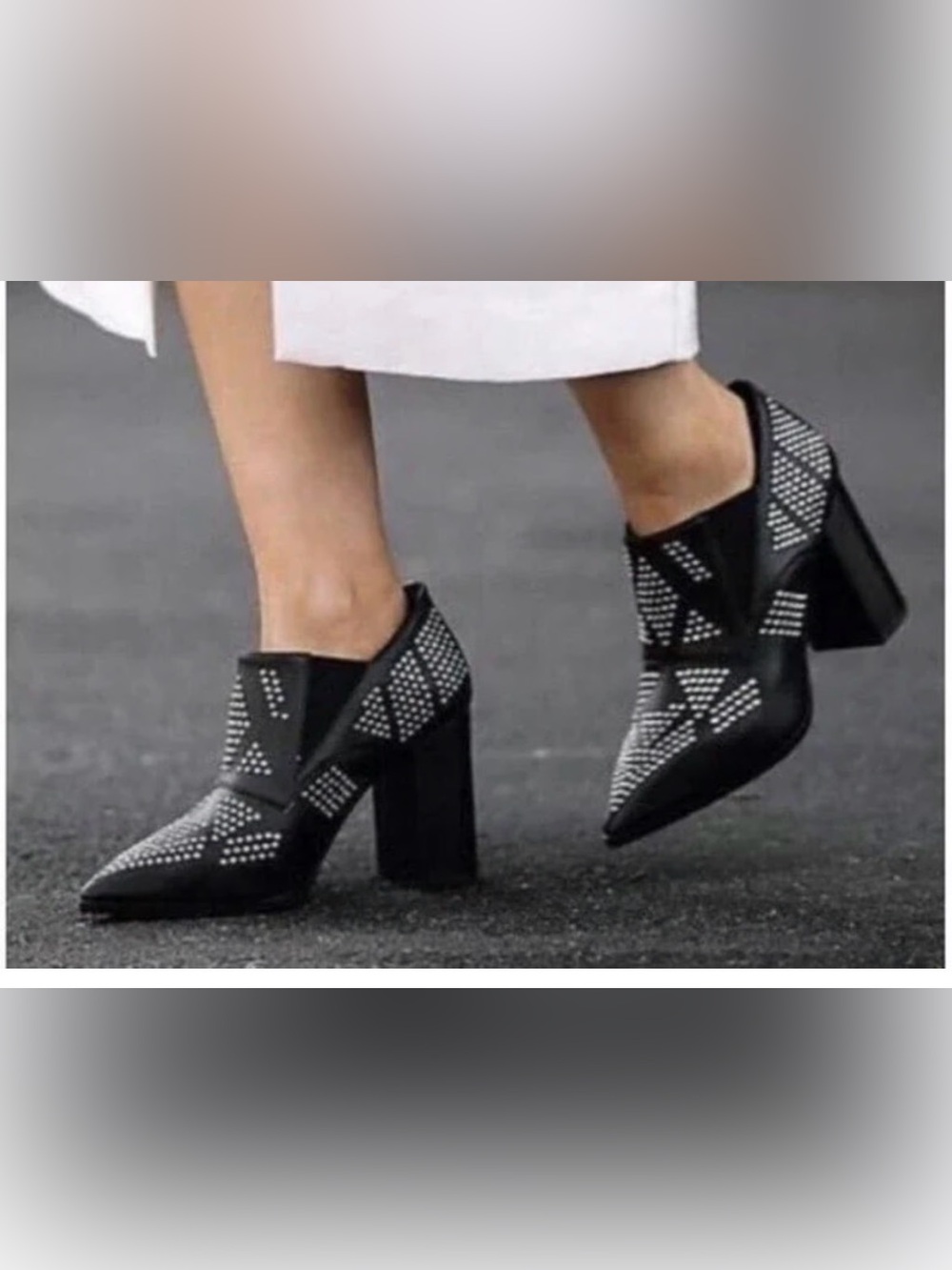 See By Chloe Black Studded Pointed Block-Heel Booties